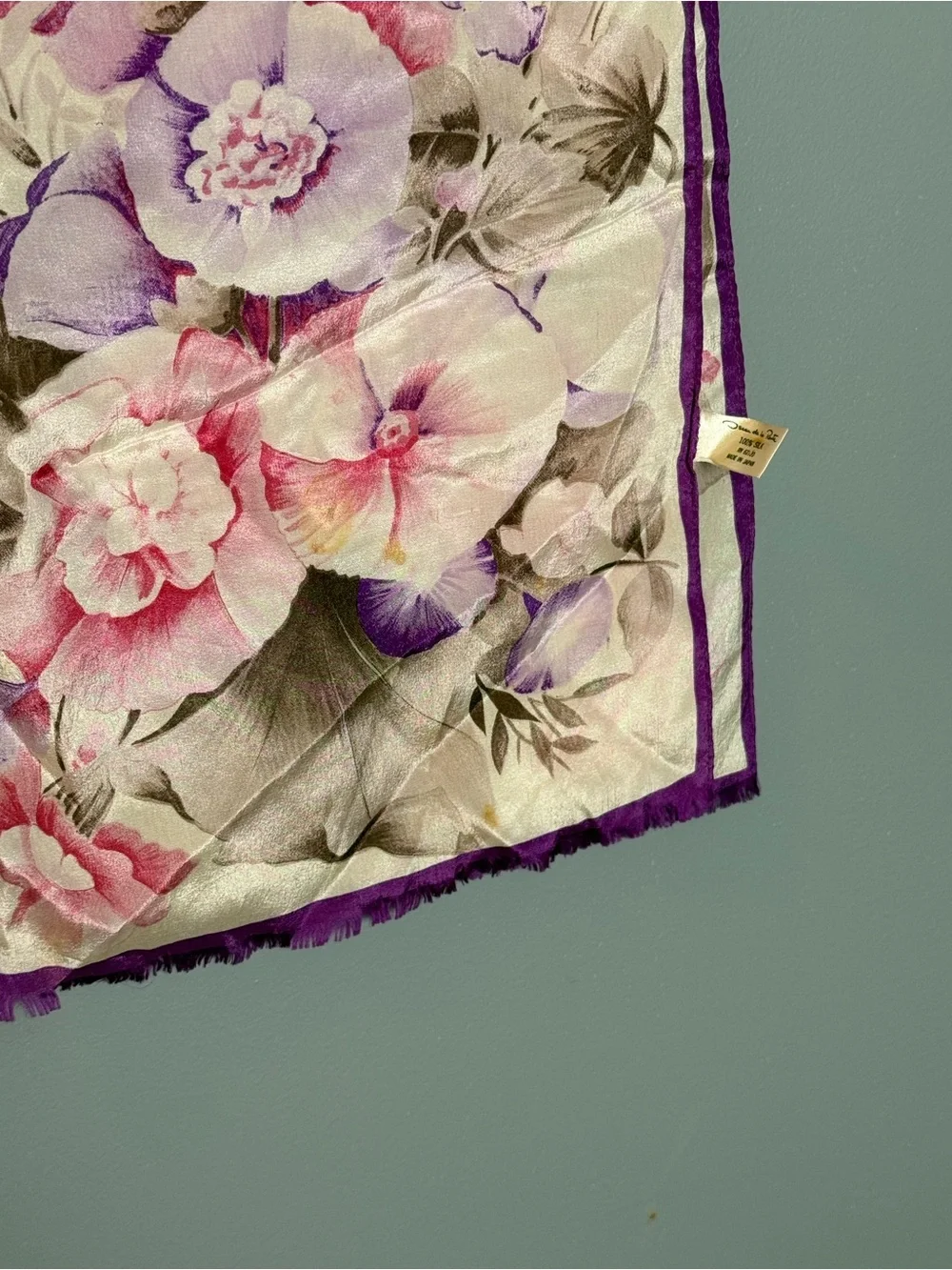 Oscar de la Renta Vintage Floral 100% Silk Scarf 10